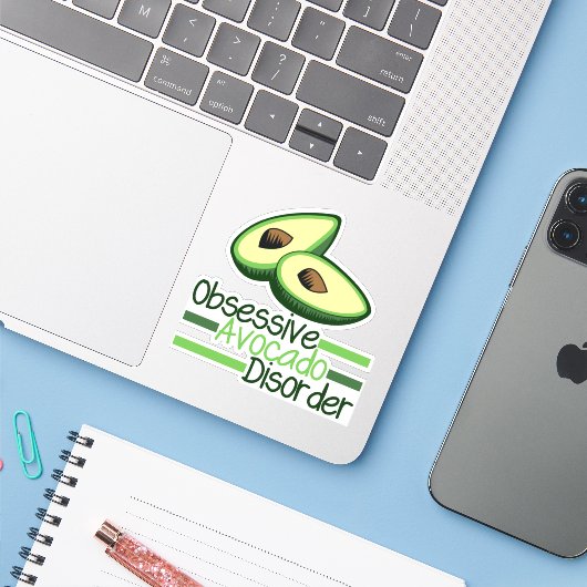 Cute Obsessief Avocado Disorder Sticker (Laptop met iPhone)