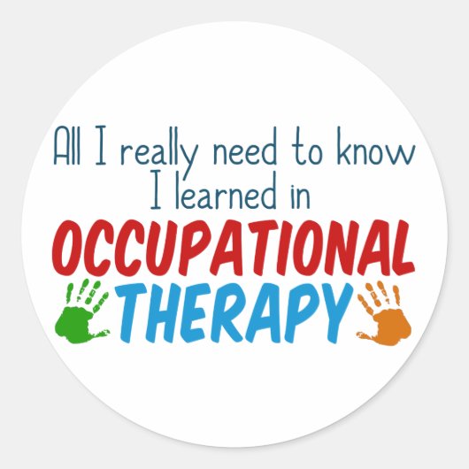 Cute Occupational Therapy Handprint Ronde Sticker (Voorkant)
