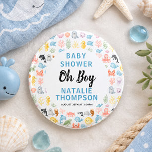Cute Oceaan Onder de Zee Dieren Baby Shower Ronde Button 3,2 Cm