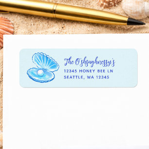 Cute Oceaan Parel Jongen Baby Shower Retouradres Etiket