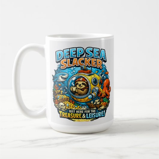Cute Ocean Adventure Humor, Funny Sloth Diving art Koffiemok (Links)