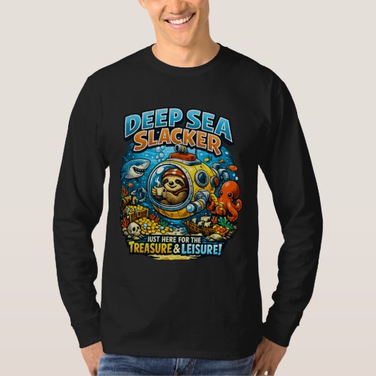 Cute Ocean Adventure Humor, Funny Sloth Diving art T-shirt (Voorkant)