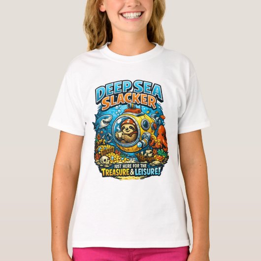 Cute Ocean Adventure Humor, Funny Sloth Diving art T-shirt (Voorkant)
