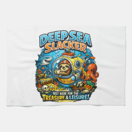Cute Ocean Adventure Humor, Funny Sloth Diving art Theedoek