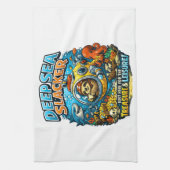 Cute Ocean Adventure Humor, Funny Sloth Diving art Theedoek (Verticaal)