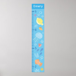 Cute Ocean Animals Growth Chart Poster