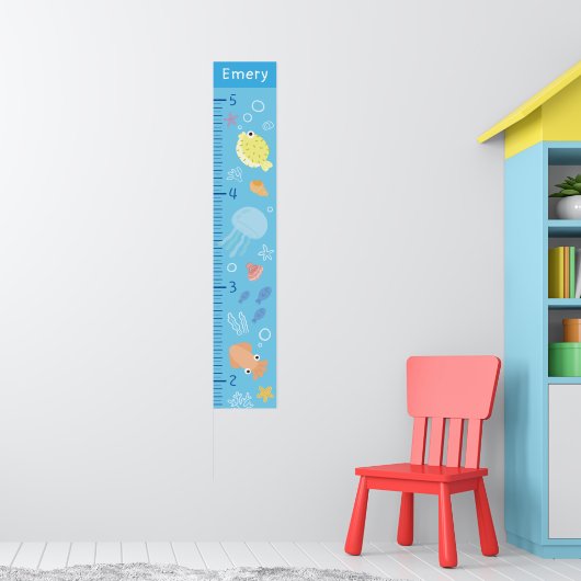 Cute Ocean Animals Growth Chart Poster (Kinderkamer 1)