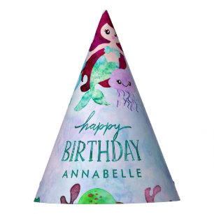 Cute Ocean Animals Mermaid Theme Happy Birthday Feesthoedjes