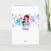 Cute Ocean Animals Mermaid Theme Happy Birthday Kaart (Achterkant)