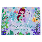 Cute Ocean Animals Mermaid Theme Happy Birthday Large Cadeautasje (Voorkant)