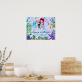 Cute Ocean Animals Mermaid Theme Happy Birthday Poster (Keuken)