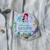 Cute Ocean Animals Mermaid Theme Happy Birthday Ronde Button 4,0 Cm (In situ)