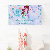 Cute Ocean Animals Mermaid Theme Happy Birthday Spandoek (Insitu)
