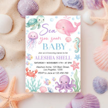 Cute Ocean Dieren Sea You Soon Baby Shower