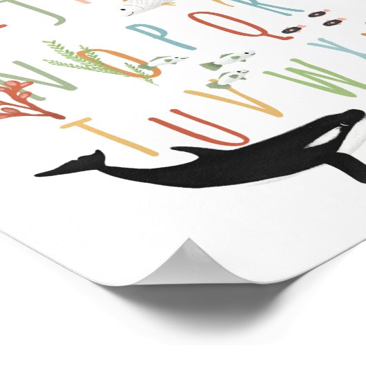 Cute Ocean Educational Alphabet Neutral Nursery Poster (Hoek)