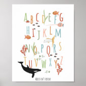 Cute Ocean Educational Alphabet Neutral Nursery Poster (Voorkant)