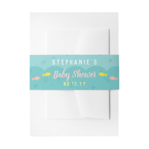 Cute Ocean Fish Hearts Whimsical Baby shower Uitnodigingen Wikkel