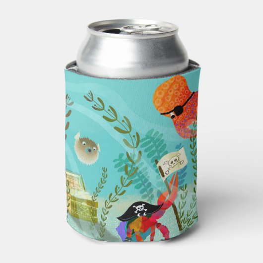 Cute Ocean Friends with Pirate Theme Can Cooler (Blikje Voorkant)