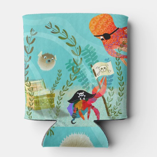 Cute Ocean Friends with Pirate Theme Can Cooler (Achterkant)