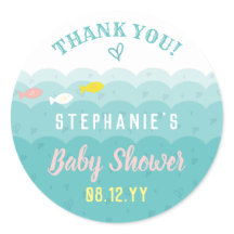 Cute Ocean Hearts Whimsical Baby shower Bedankt
