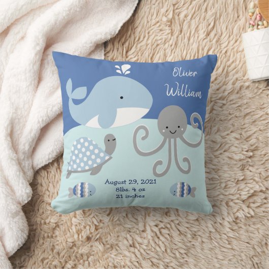 Cute "Ocean Life Blue & Grey Whale" Keepomwille Kussen (Deken)