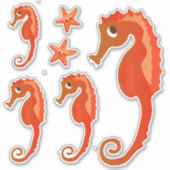 Cute Ocean Seahorse en Starfish Sticker (Voorkant)
