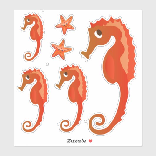 Cute Ocean Seahorse en Starfish Sticker (Vel)