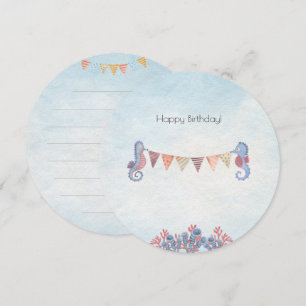 Cute Ocean Seahorse Flags Children Card Kaart