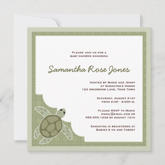 Cute Ocean Theme Baby shower - Green Kaart (Voorkant)