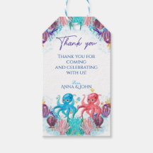 Cute Ocean Twin baby Octopus kleurrijke Gift Label