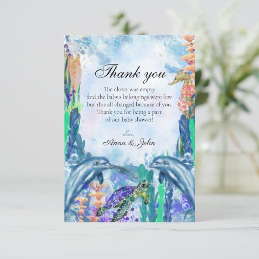 Cute Ocean Zee Animals Hartelijk dank Bedankkaart (Staand voorkant)