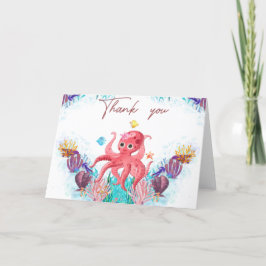 Cute Ocean Zee baby Octopus Colorful Bedankkaart