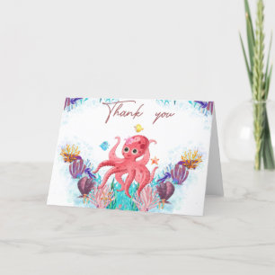 Cute Ocean Zee baby Octopus Colorful Bedankkaart