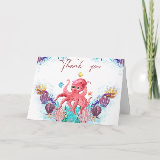 Cute Ocean Zee baby Octopus Colorful Bedankkaart (Voorkant)