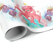 Cute Ocean Zee baby Octopus Colorful Cadeaupapier (Rol Hoek)