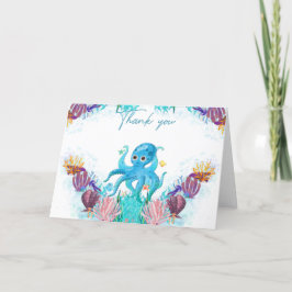 Cute Ocean Zee baby Octopus Colorful Dankuwel C Bedankkaart