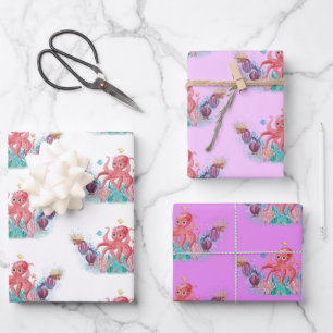 Cute Ocean Zee baby Octopus Colorful Inpakpapier Vel