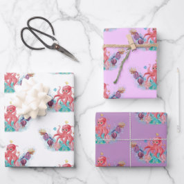 Cute Ocean Zee baby Octopus Colorful Inpakpapier Vel