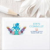 Cute Ocean Zee baby Octopus kleurful Address Labs Etiket (Insitu)