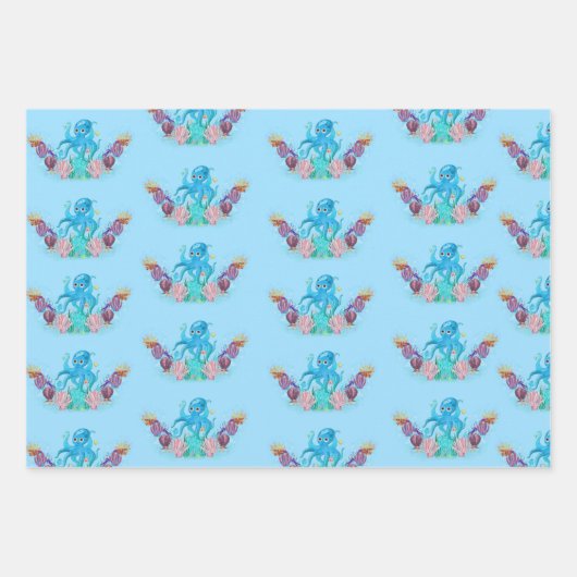 Cute Ocean Zee baby Octopus kleurful Wrapping Pa Inpakpapier Vel (Voorkant 2)