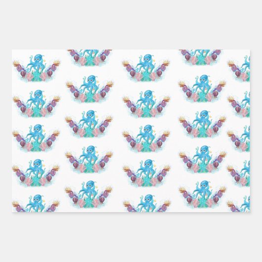 Cute Ocean Zee baby Octopus kleurful Wrapping Pa Inpakpapier Vel (Voorkant)