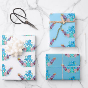 Cute Ocean Zee baby Octopus kleurful Wrapping Pa Inpakpapier Vel
