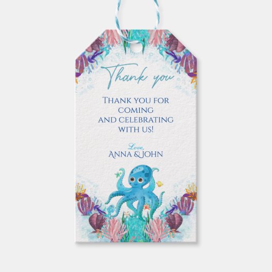 Cute Ocean Zee baby Octopus kleurrijke Gift Labels Cadeaulabel (Voorkant)
