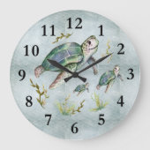 Cute Ocean Zee Creates Turtle Baby Nursery Kinder Grote Klok (Voorkant)