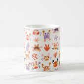 Cute Ocean Zee Friends Coral Crab Waterverf Koffiemok (Center)