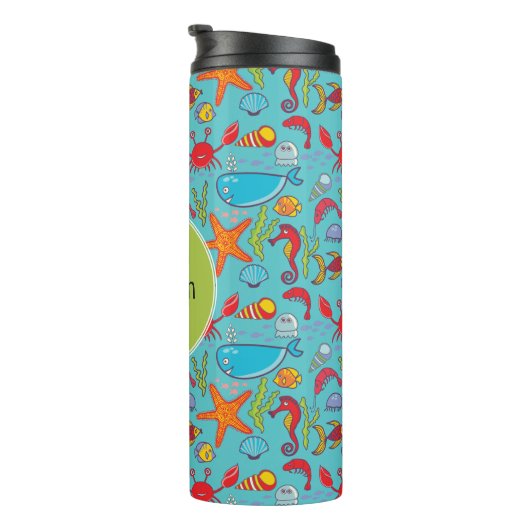 Cute Ocean Zee Life Fish Pattern - Gepersonaliseer Thermosbeker (Geroteerd rechts)