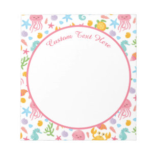 Cute Ocean Zee Life Seahorse Starfish Turtle Notitieblok