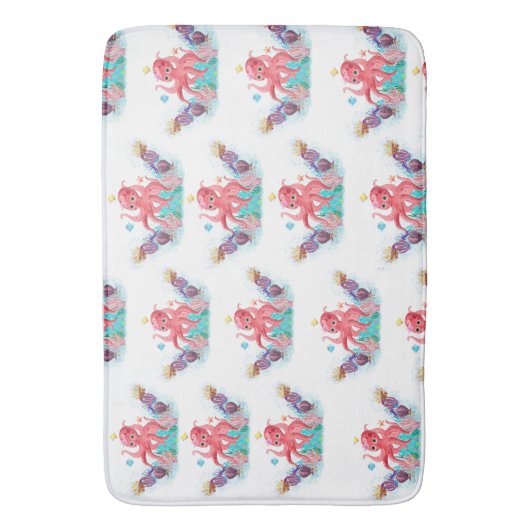 Cute Ocean Zee Octopus Colorful Badmat (Voorkant Verticaal)