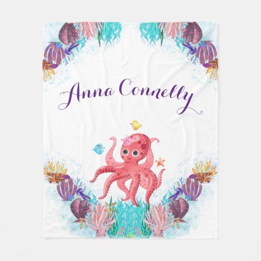 Cute Ocean Zee Octopus kleurrijke Nursery Baby Fleece Deken (Voorkant)