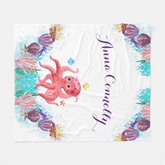 Cute Ocean Zee Octopus kleurrijke Nursery Baby Fleece Deken (Voorkant (Horizontaal))